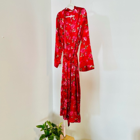 90s Vintage California Dynasty Robe | Red Roses | EUC Size Large - Picture 1 of 12